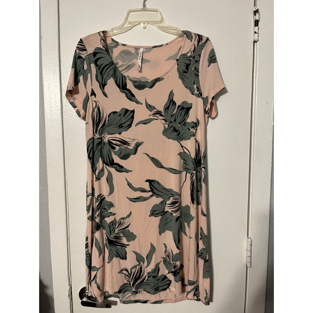 Soma Cool Nights XS Pink Green Floral Short Sleeve Nightshirt Chemise